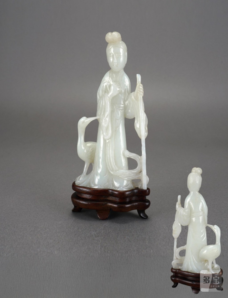    清 白玉雕仙女擺件